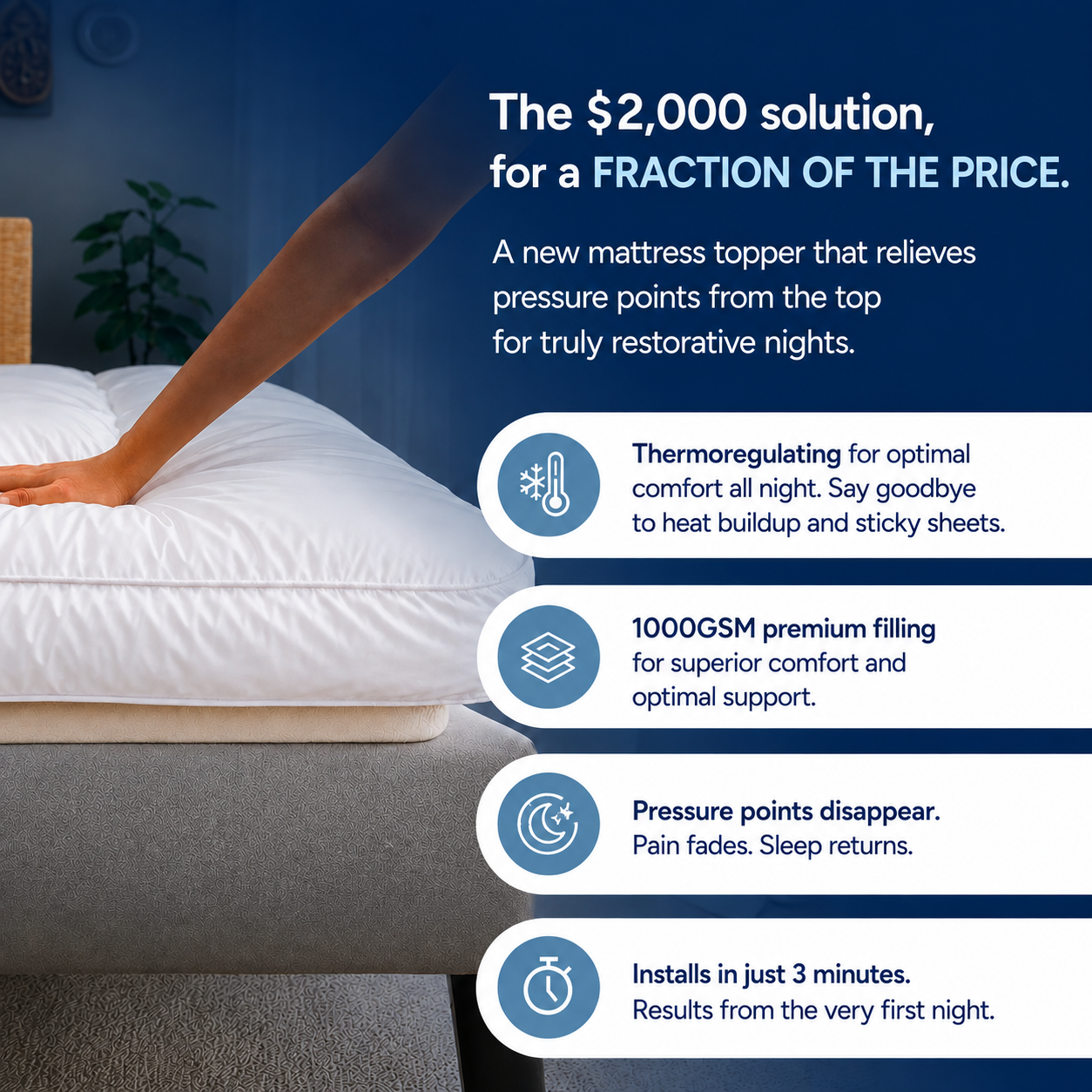 Cocoon™ Premium Quilted 1000GSM Luxury Mattress Topper